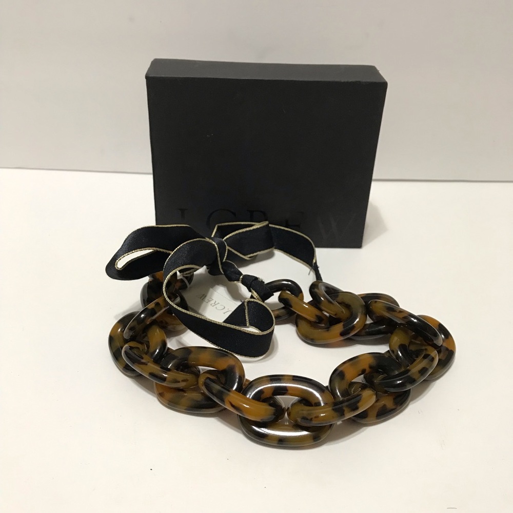 J. Crew Brown Tortoise Print Chainlink Necklace